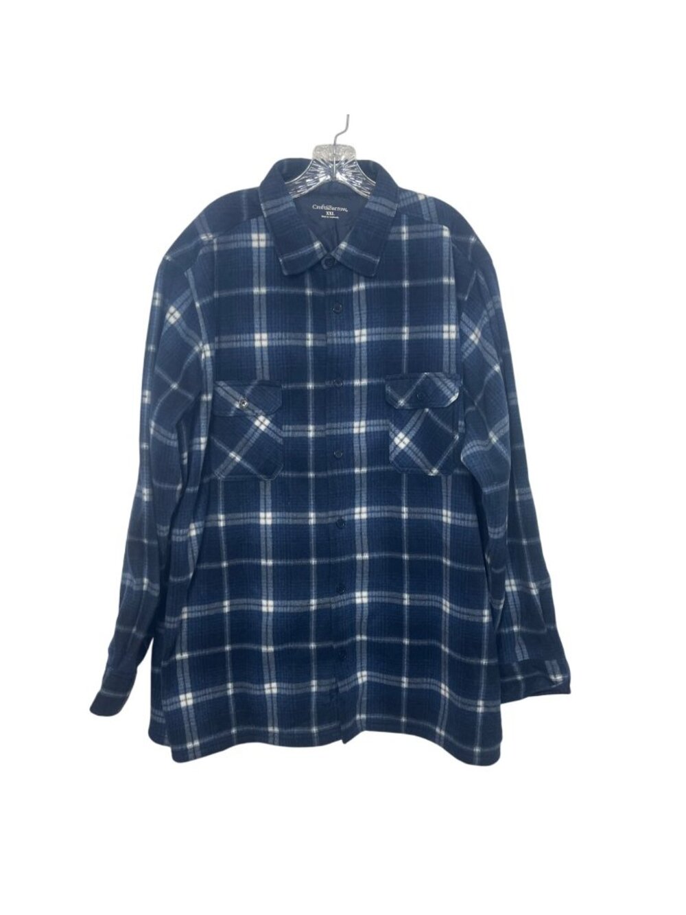 Croft & Barrow Plaid Button Up Flannel Shirt Mens XXL Blue Winter Warm